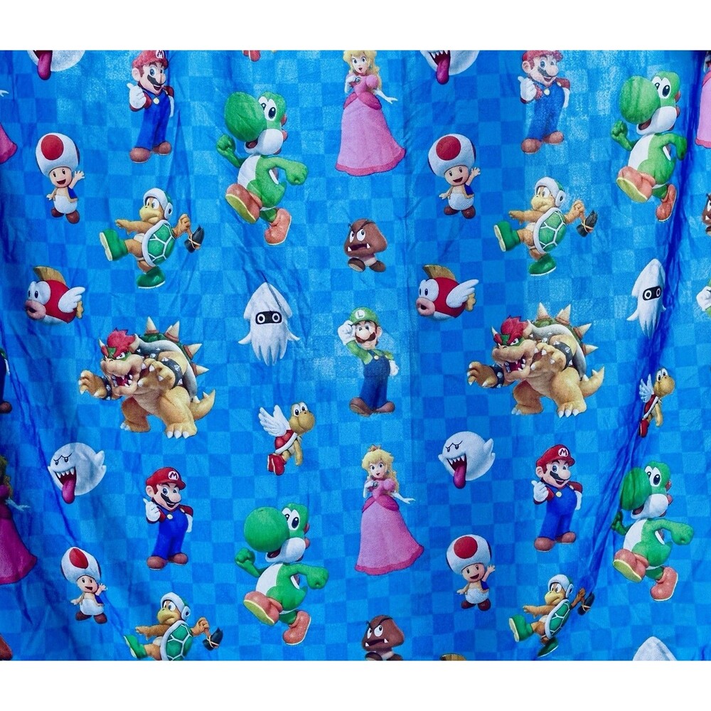 Super Mario Kids Twin Flat Sheet‎ Gaming Bedding Blue Nintendo